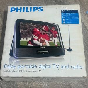 Philips 9” Portable Digital TV & FM Radio | HDTV Tuner | Camping Tailgating |